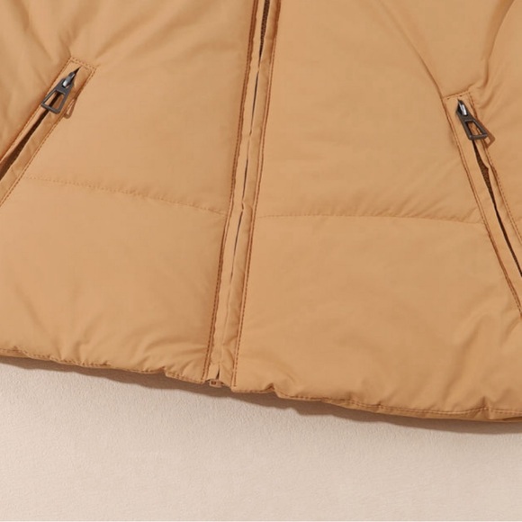 Brown Zip up Pocketed Puffer Coat - Picture 5 of 6